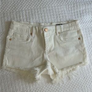 Blank NYC Little Queenie White Frayed Hem Denim Cutoff Shorts